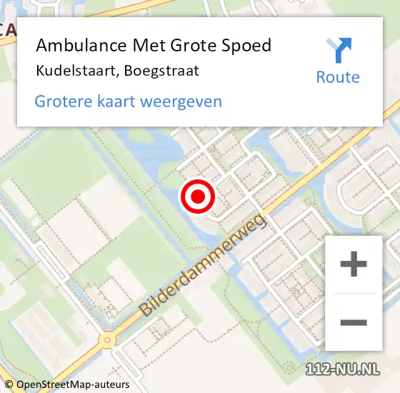 Locatie op kaart van de 112 melding: Ambulance Met Grote Spoed Naar Kudelstaart, Boegstraat op 16 januari 2017 14:53