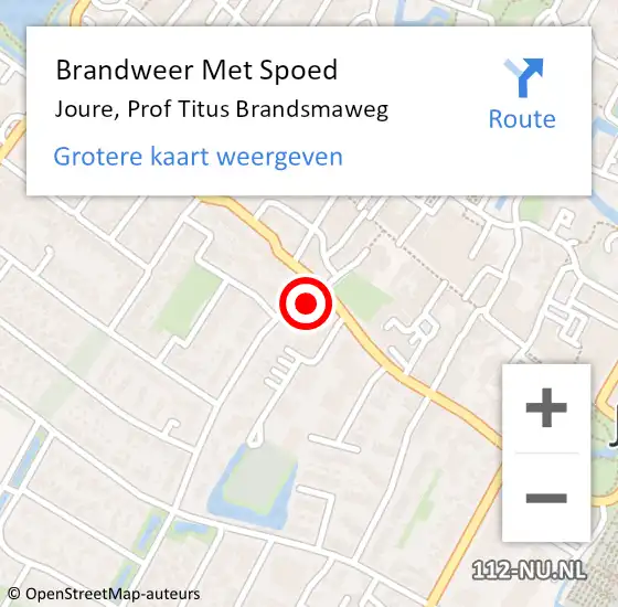 Locatie op kaart van de 112 melding: Brandweer Met Spoed Naar Joure, Prof Titus Brandsmaweg op 16 januari 2017 15:15