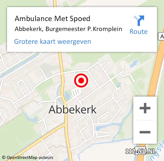 Locatie op kaart van de 112 melding: Ambulance Met Spoed Naar Abbekerk, Burgemeester P.Kromplein op 16 januari 2017 16:12