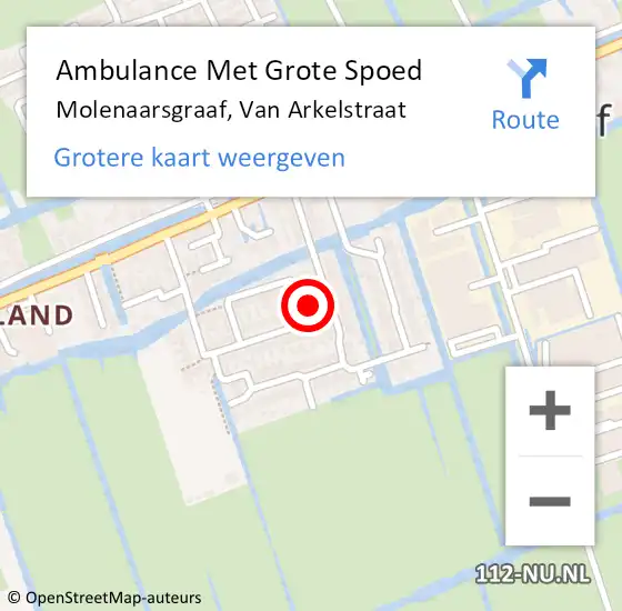 Locatie op kaart van de 112 melding: Ambulance Met Grote Spoed Naar Molenaarsgraaf, Van Arkelstraat op 16 januari 2017 17:10