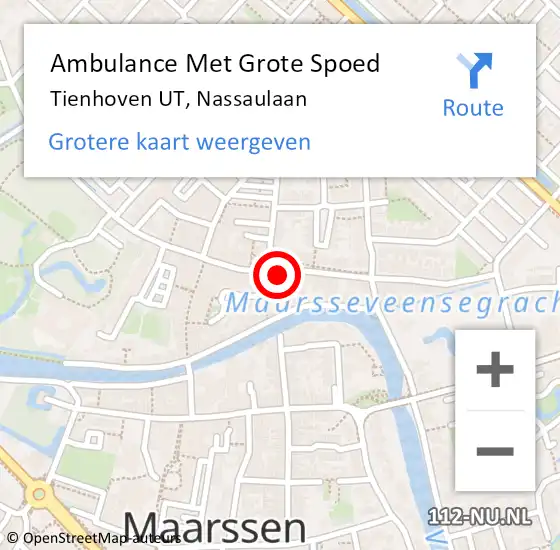 Locatie op kaart van de 112 melding: Ambulance Met Grote Spoed Naar Tienhoven UT, Nassaulaan op 16 januari 2017 17:19