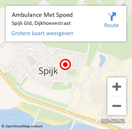 Locatie op kaart van de 112 melding: Ambulance Met Spoed Naar Spijk Gld, Dijkhoevestraat op 16 januari 2017 18:22