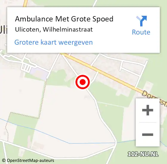 Locatie op kaart van de 112 melding: Ambulance Met Grote Spoed Naar Ulicoten, Wilhelminastraat op 16 januari 2017 19:55