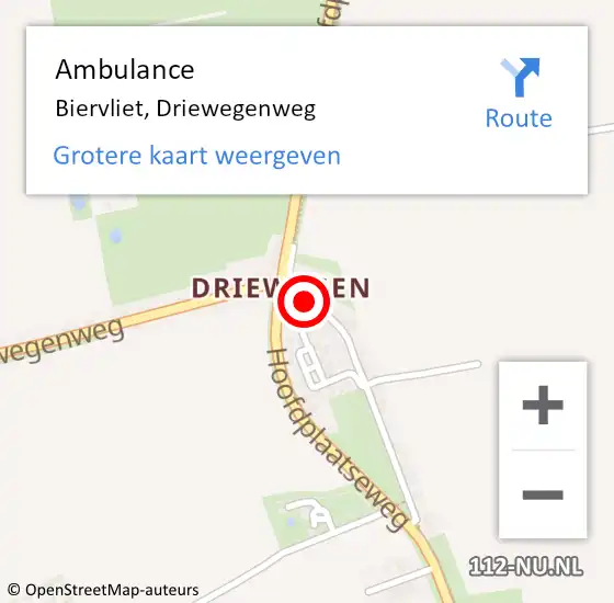 Locatie op kaart van de 112 melding: Ambulance Biervliet, Driewegenweg op 8 januari 2014 08:26