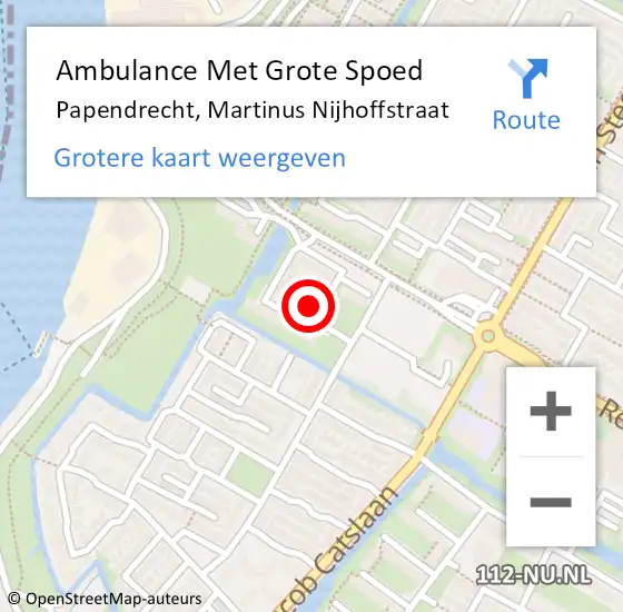 Locatie op kaart van de 112 melding: Ambulance Met Grote Spoed Naar Papendrecht, Martinus Nijhoffstraat op 16 januari 2017 20:21