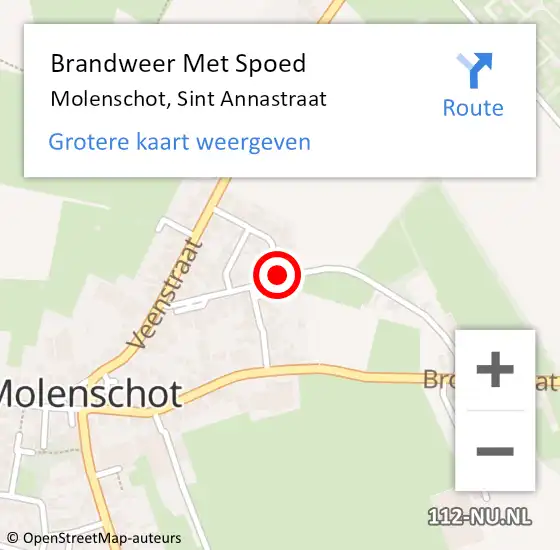 Locatie op kaart van de 112 melding: Brandweer Met Spoed Naar Molenschot, Sint Annastraat op 16 januari 2017 20:43