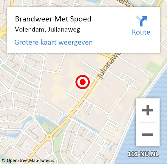 Locatie op kaart van de 112 melding: Brandweer Met Spoed Naar Volendam, Julianaweg op 16 januari 2017 21:03