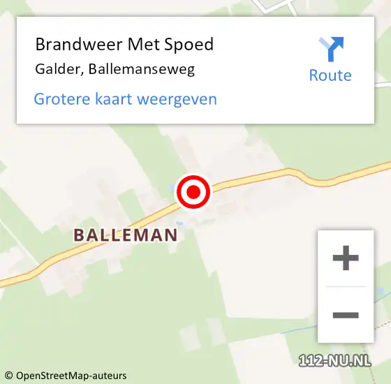 Locatie op kaart van de 112 melding: Brandweer Met Spoed Naar Galder, Ballemanseweg op 16 januari 2017 21:06