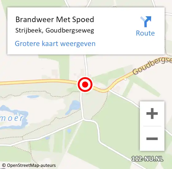 Locatie op kaart van de 112 melding: Brandweer Met Spoed Naar Strijbeek, Goudbergseweg op 16 januari 2017 21:07