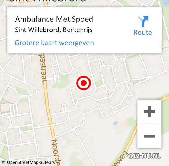 Locatie op kaart van de 112 melding: Ambulance Met Spoed Naar Sint Willebrord, Berkenrijs op 16 januari 2017 21:16