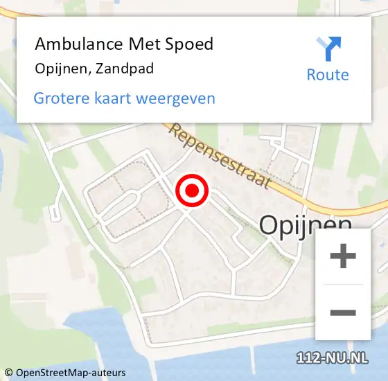 Locatie op kaart van de 112 melding: Ambulance Met Spoed Naar Opijnen, Zandpad op 16 januari 2017 22:00