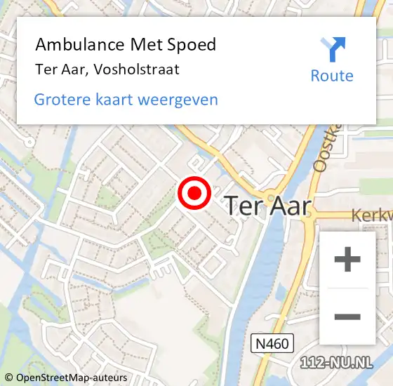 Locatie op kaart van de 112 melding: Ambulance Met Spoed Naar Ter Aar, Vosholstraat op 16 januari 2017 23:02