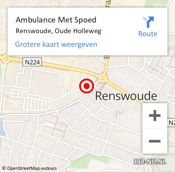 Locatie op kaart van de 112 melding: Ambulance Met Spoed Naar Renswoude, Oude Holleweg op 8 januari 2014 08:40