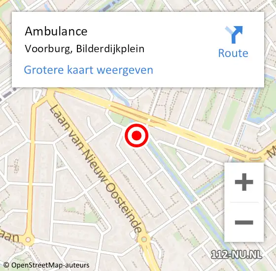 Locatie op kaart van de 112 melding: Ambulance Voorburg, Bilderdijkplein op 17 januari 2017 08:39