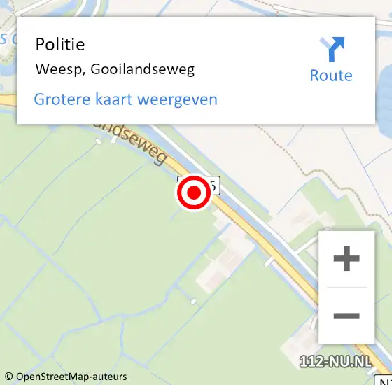 Locatie op kaart van de 112 melding: Politie Weesp, Gooilandseweg op 17 januari 2017 08:59