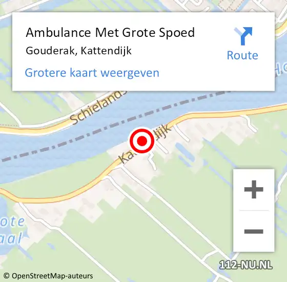 Locatie op kaart van de 112 melding: Ambulance Met Grote Spoed Naar Gouderak, Kattendijk op 17 januari 2017 09:07