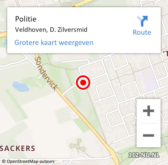 Locatie op kaart van de 112 melding: Politie Veldhoven, De Zilversmid op 17 januari 2017 09:14