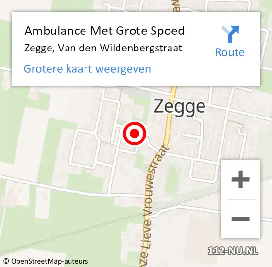 Locatie op kaart van de 112 melding: Ambulance Met Grote Spoed Naar Zegge, Van den Wildenbergstraat op 17 januari 2017 09:27