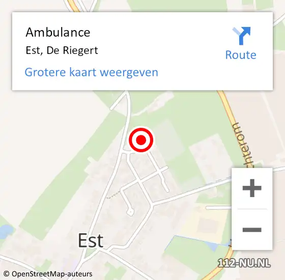 Locatie op kaart van de 112 melding: Ambulance Est, De Riegert op 17 januari 2017 09:36