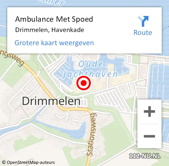 Locatie op kaart van de 112 melding: Ambulance Met Spoed Naar Drimmelen, Havenkade op 17 januari 2017 09:52