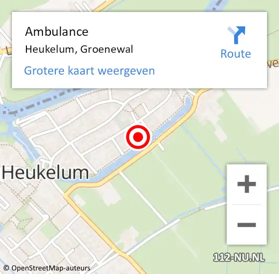 Locatie op kaart van de 112 melding: Ambulance Heukelum, Groenewal op 17 januari 2017 10:40