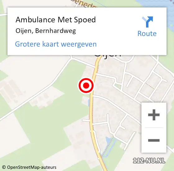 Locatie op kaart van de 112 melding: Ambulance Met Spoed Naar Oijen, Bernhardweg op 17 januari 2017 10:54