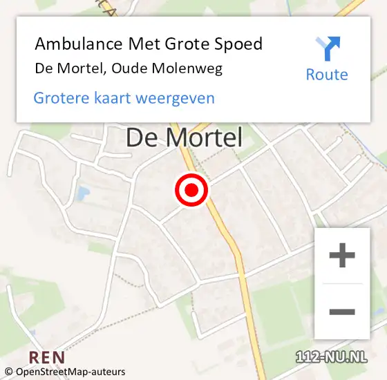 Locatie op kaart van de 112 melding: Ambulance Met Grote Spoed Naar De Mortel, Oude Molenweg op 17 januari 2017 11:18