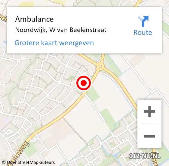 Locatie op kaart van de 112 melding: Ambulance Noordwijk, W van Beelenstraat op 17 januari 2017 11:36