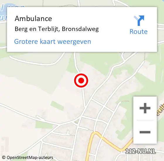 Locatie op kaart van de 112 melding: Ambulance Berg en Terblijt, Bronsdalweg op 8 januari 2014 09:04