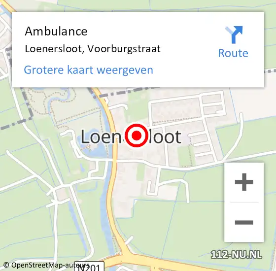 Locatie op kaart van de 112 melding: Ambulance Loenersloot, Voorburgstraat op 17 januari 2017 14:22