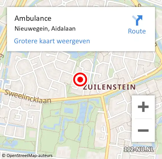 Locatie op kaart van de 112 melding: Ambulance Nieuwegein, Aidalaan op 17 januari 2017 14:24