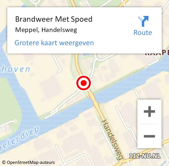 Locatie op kaart van de 112 melding: Brandweer Met Spoed Naar Meppel, Handelsweg op 17 januari 2017 14:46