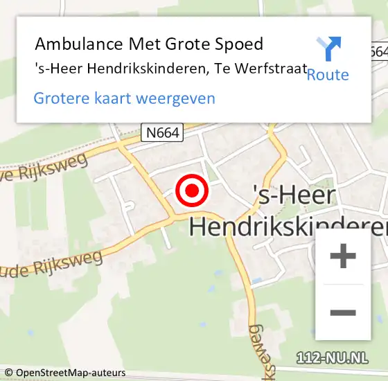 Locatie op kaart van de 112 melding: Ambulance Met Grote Spoed Naar 's-Heer Hendrikskinderen, Te Werfstraat op 17 januari 2017 14:46