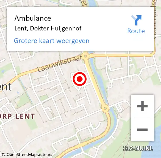 Locatie op kaart van de 112 melding: Ambulance Lent, Dokter Huijgenhof op 17 januari 2017 14:54