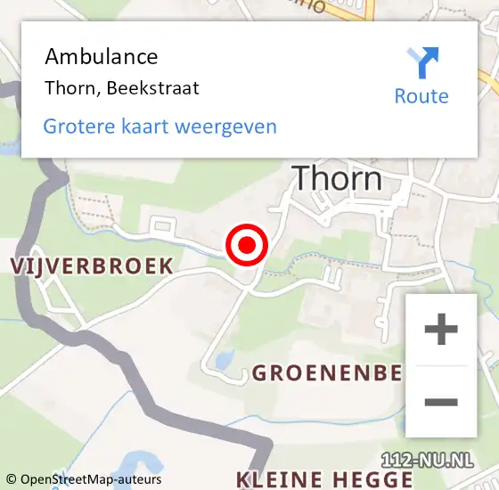 Locatie op kaart van de 112 melding: Ambulance Thorn, Beekstraat op 17 januari 2017 15:30