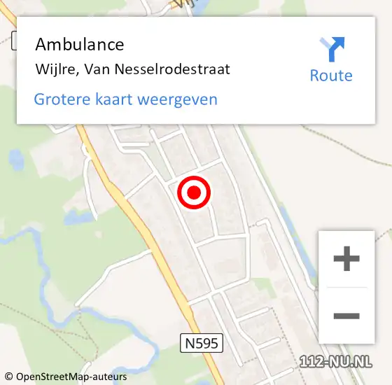 Locatie op kaart van de 112 melding: Ambulance Wijlre, Van Nesselrodestraat op 8 januari 2014 09:30