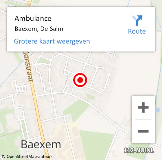 Locatie op kaart van de 112 melding: Ambulance Baexem, De Salm op 17 januari 2017 16:28