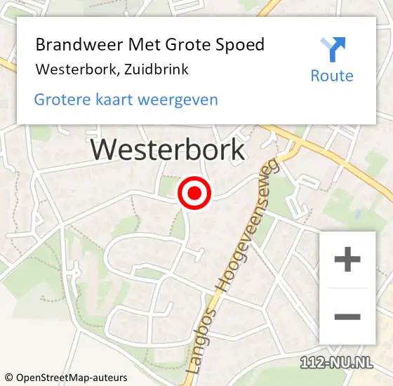 Locatie op kaart van de 112 melding: Brandweer Met Grote Spoed Naar Westerbork, Zuidbrink op 8 januari 2014 09:34