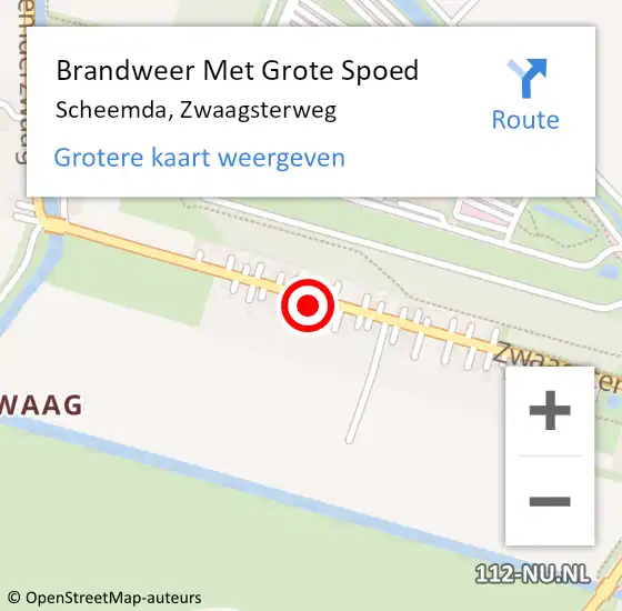 Locatie op kaart van de 112 melding: Brandweer Met Grote Spoed Naar Scheemda, Zwaagsterweg op 17 januari 2017 17:39