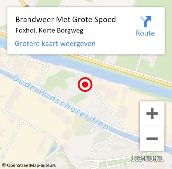 Locatie op kaart van de 112 melding: Brandweer Met Grote Spoed Naar Foxhol, Korte Borgweg op 17 januari 2017 17:43