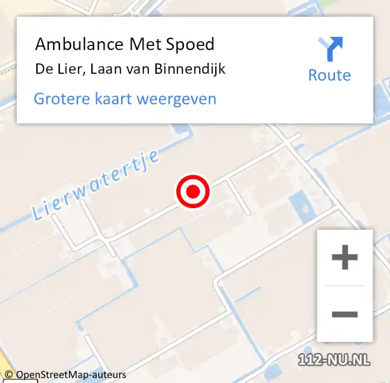 Locatie op kaart van de 112 melding: Ambulance Met Spoed Naar De Lier, Laan van Binnendijk op 17 januari 2017 18:09