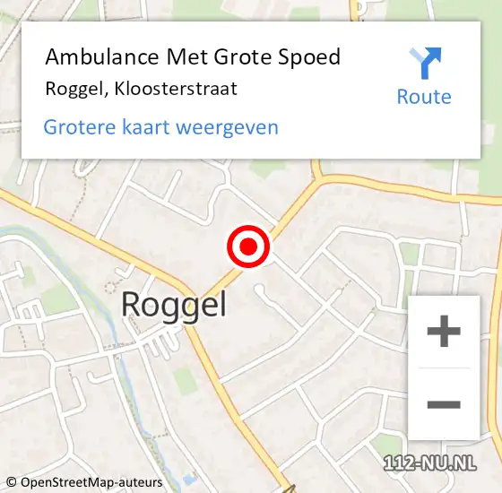 Locatie op kaart van de 112 melding: Ambulance Met Grote Spoed Naar Roggel, Kloosterstraat op 17 januari 2017 18:16