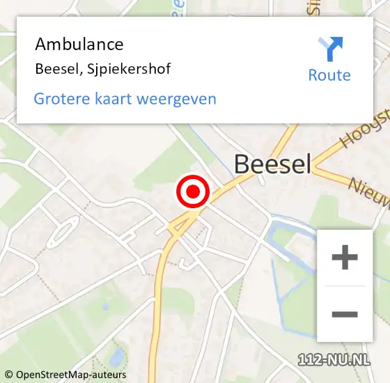 Locatie op kaart van de 112 melding: Ambulance Beesel, Sjpiekershof op 17 januari 2017 18:29