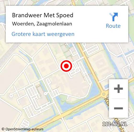 Locatie op kaart van de 112 melding: Brandweer Met Spoed Naar Woerden, Zaagmolenlaan op 17 januari 2017 19:15