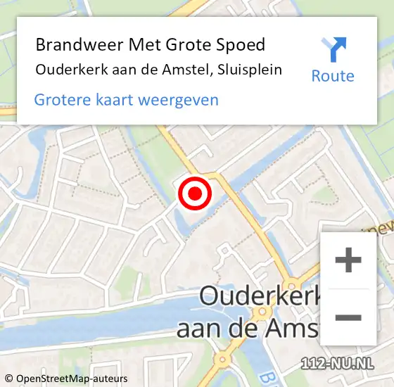 Locatie op kaart van de 112 melding: Brandweer Met Grote Spoed Naar Ouderkerk aan de Amstel, Sluisplein op 17 januari 2017 19:16