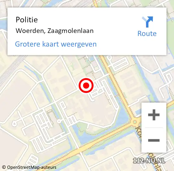 Locatie op kaart van de 112 melding: Politie Woerden, Zaagmolenlaan op 17 januari 2017 19:22