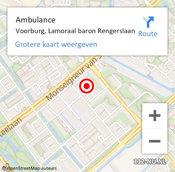 Locatie op kaart van de 112 melding: Ambulance Voorburg, Lamoraal baron Rengerslaan op 17 januari 2017 20:29