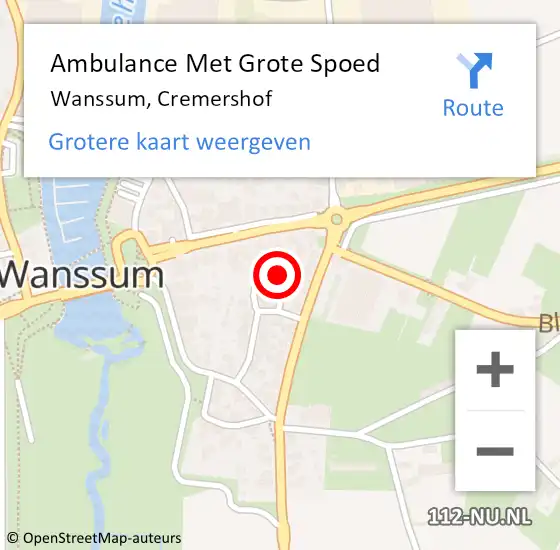 Locatie op kaart van de 112 melding: Ambulance Met Grote Spoed Naar Wanssum, Cremershof op 17 januari 2017 20:40