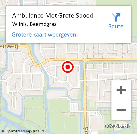 Locatie op kaart van de 112 melding: Ambulance Met Grote Spoed Naar Wilnis, Beemdgras op 8 januari 2014 09:48