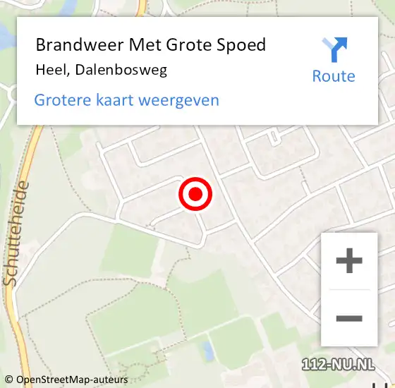 Locatie op kaart van de 112 melding: Brandweer Met Grote Spoed Naar Heel, Dalenbosweg op 17 januari 2017 20:48